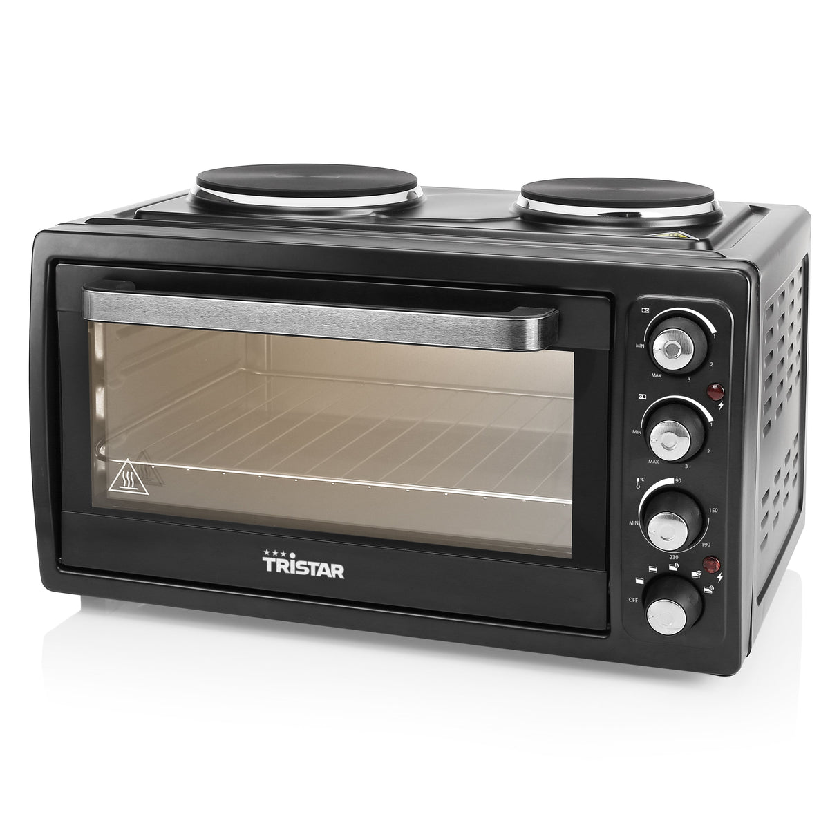 Mini Horno Con 2 Placas Eléctricas En La Parte Superior Tristar Ov-1443--38 L-3100 W-Función De Calor Del Ventilador-Negro