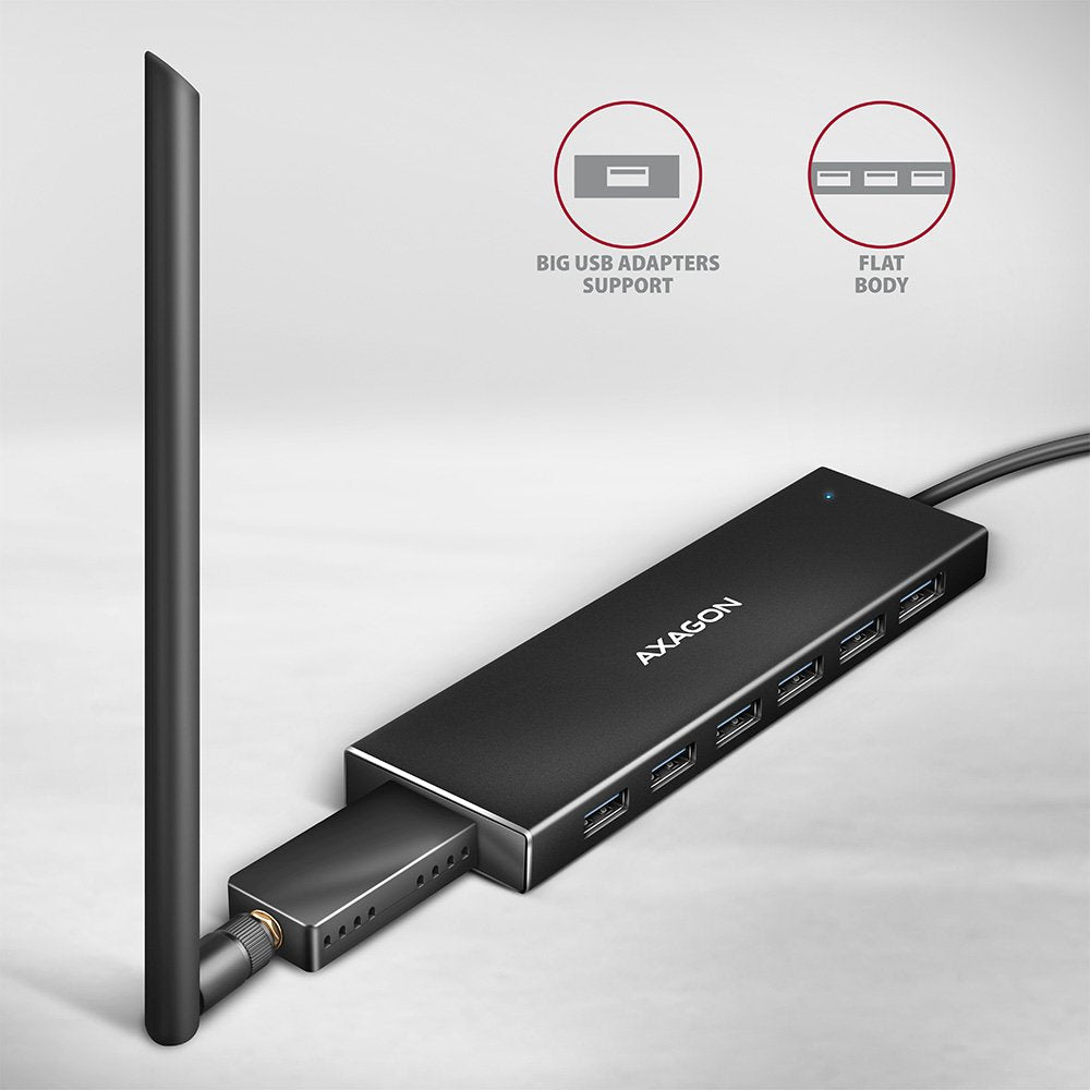 EAN 8595247907035 - Axagon HUE-F7A 7x USB 3.2 Gen 1 ALU FLAT hub micro power IN 1m USB-A USB 3.2 Gen 1 (3.1 Gen 1) Type-A 500 imagen 4
