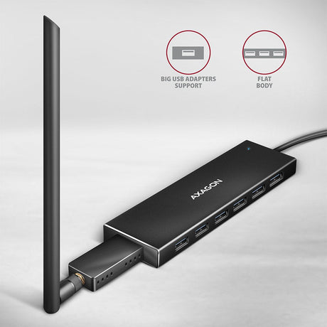 EAN 8595247907035 - Axagon HUE-F7A 7x USB 3.2 Gen 1 ALU FLAT hub micro power IN 1m USB-A USB 3.2 Gen 1 (3.1 Gen 1) Type-A 500 imagen 4