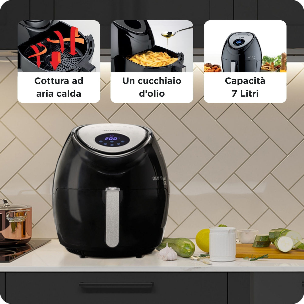EAN 8003705118416 - Ariete 4618/00 Sencillo 7 L Independiente 1800 W Freidora de aire caliente Negro imagen 6