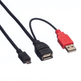 Roline Usb 2.0 Y-Cable 2x Typ A St   Bu - Micro B St 1m
