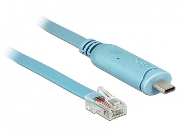 Delock Adaptador Usb 2.0 Tipo-C Macho > 1 X Serial Rs-232 Rj45 Macho 3,0 M Azul