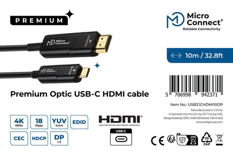 EAN 5706998942371 - Microconnect USB3.1CHDMI10OP adaptador de cable de vídeo 10 m USB Tipo C HDMI Negro imagen 3