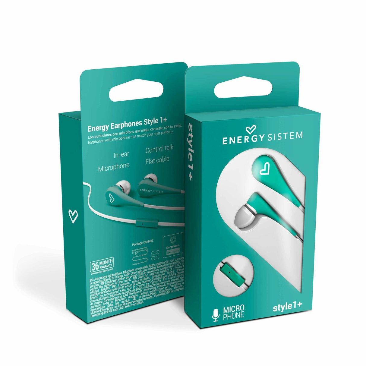 Energy Auricular Earphones Style 1+ In-Ear Flat Cable Microfono Mint 445998
