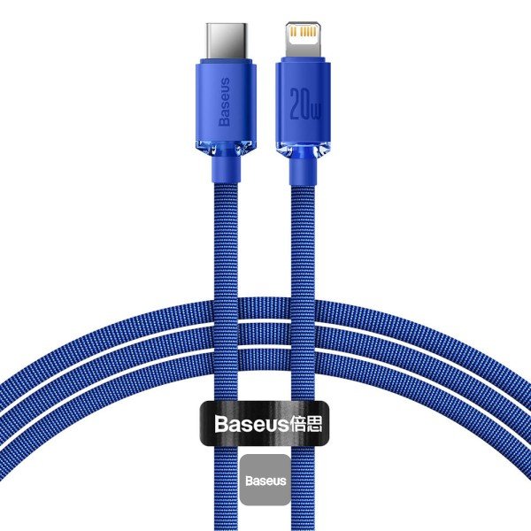 Baseus Type-C - Lightning Cable, Crystal Shine Series Fast Charging Data Cable 20w 1.2m Blue (Cajy000203)
