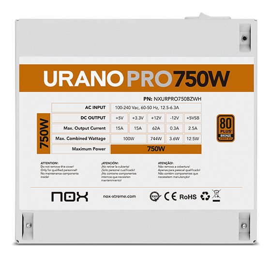 Fuente Alimentacion Atx Nox Urano Pro 750w Bronze Blanco