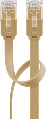 Patchkabel Rj45 Stecker > Rj45 Stecker Cat.6 U/Utp Braun, 15 Meter, Flachkabel