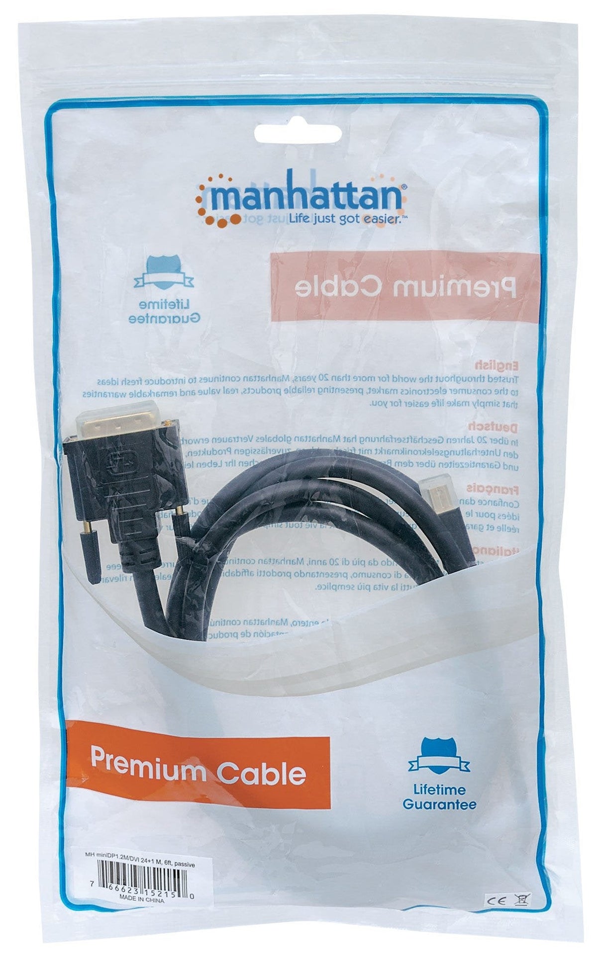 EAN 0766623152150 - Manhattan 152150 adaptador de cable de vídeo 1,8 m Mini DisplayPort DVI-D Negro imagen 5