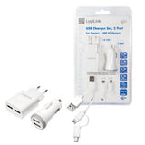 Juego De Cargador Usb, 1 Cargador De Coche Y 1 Cargador Usb, 2 Puertos Con Cable  Usb 2.0 A Micro Usb Y Mini Usb
