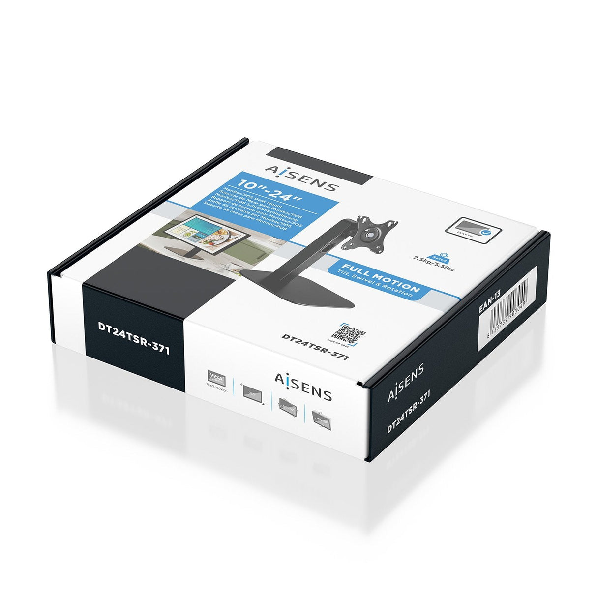 Aisens Soporte De Mesa Eco Giratorio E Inclinable Para Monitor/Pos 2.5kg De 10-24, Negro