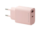 Dbramante1928 Re-Charge Adaptador De Corriente 20 Vatios 2 Conectores De Salida (Usb-C Usb) Rosa Europa