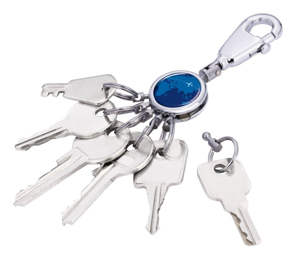 Llavero Troika Around The World De Anilla Azul, Plata