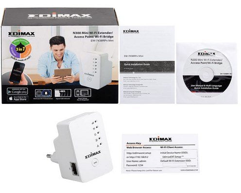 Edimax Mini Repetidor Universal 3en1 N300 Ew-7438rpn Mini