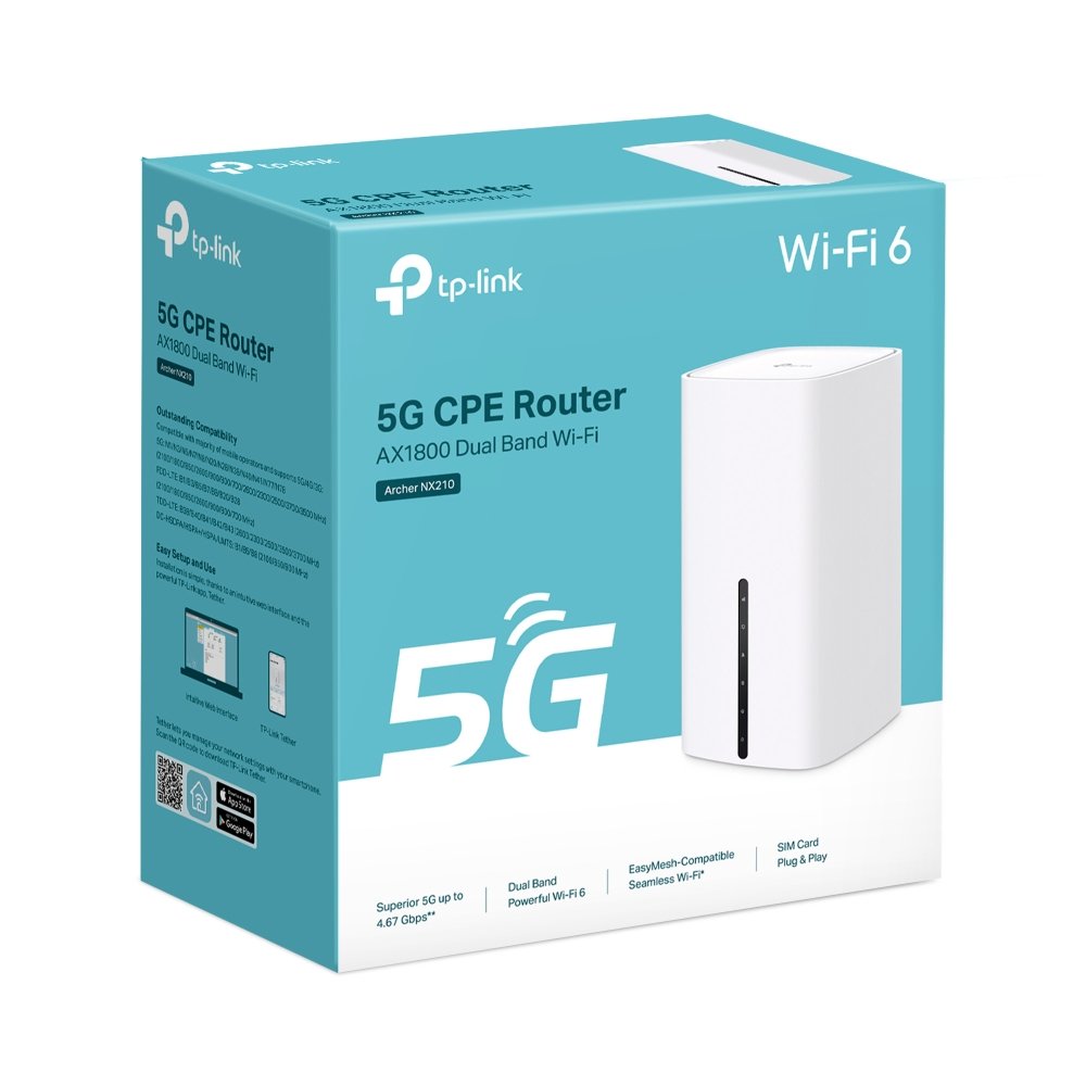 Router 5g Wifi 6 Dualband Tp-Link Archer Nx210 Ax1800 1201mbps (5 Ghz) + 574 Mbps (2.4 Ghz) Easymesh