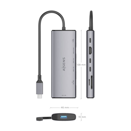 EAN 8435739903599 - AISENS ASUC-7P031-GR base para portátil y replicador de puertos Alámbrico USB 3.2 Gen 1 (3.1 Gen 1) Type- imagen 4