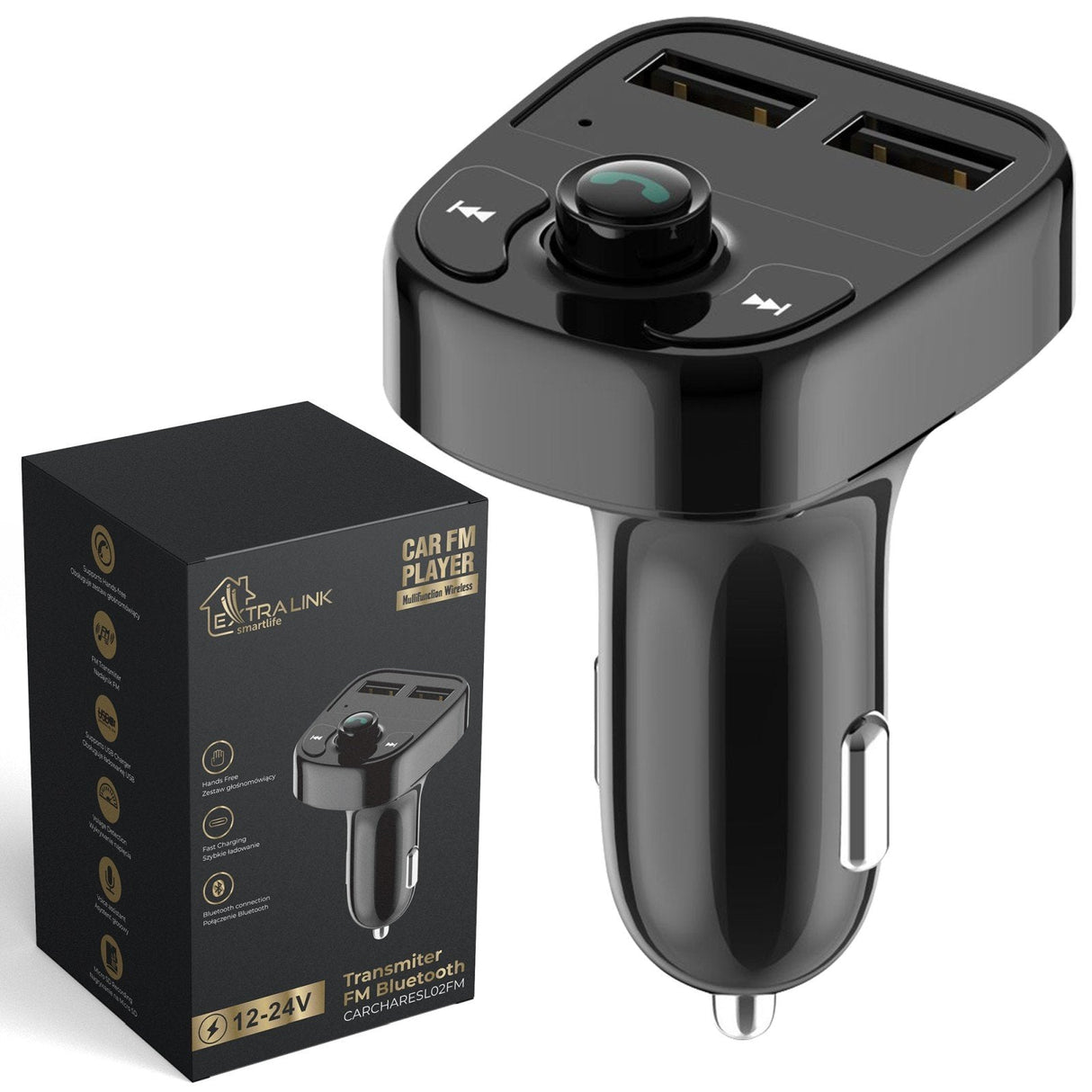 Extralink Smart Life Fm 2x Usb-A, Negro