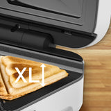 Sandwichera  Tefal Snack Xl Sw7011, Blanco/Gris, 850 Vatios, Con 2 Juegos De Platos Sw 7011