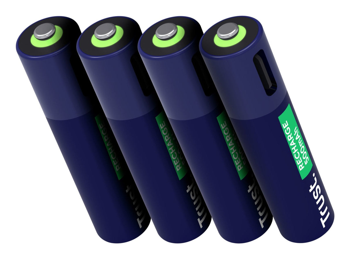 Pila Recargable Trust Usb-C Aaa 500 Mah Pack De Cuatro Unidades 25671
