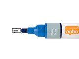 Nobo Caja De 10 Rotuladores Para Pizarra Blanca - Punta Redonda 3mm - Tinta Liquida - Nivel De Tinta - Color Azul