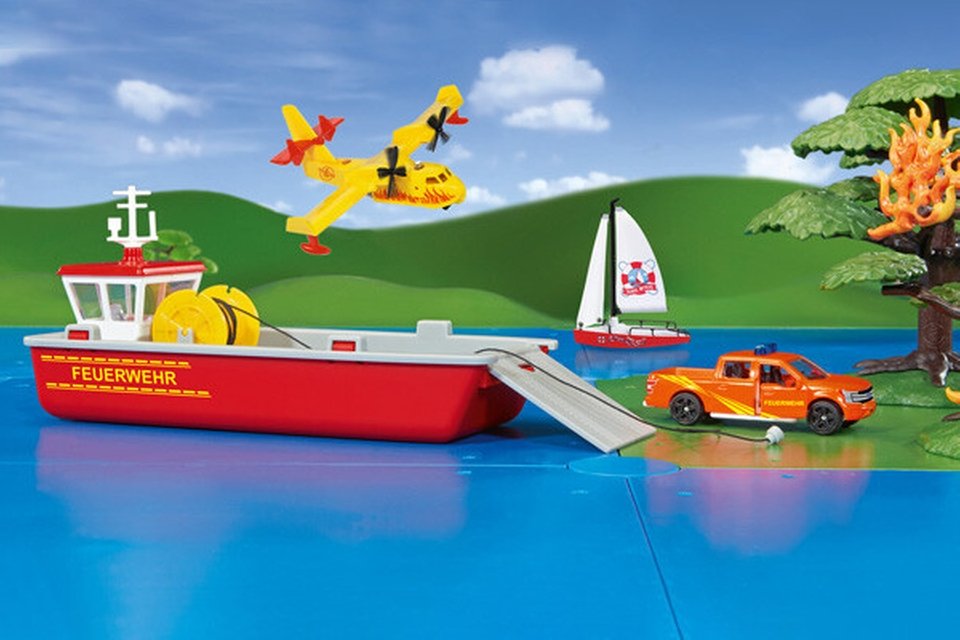 Barco De Trabajo De Bomberos Siku Super, Vehículo De Juguete