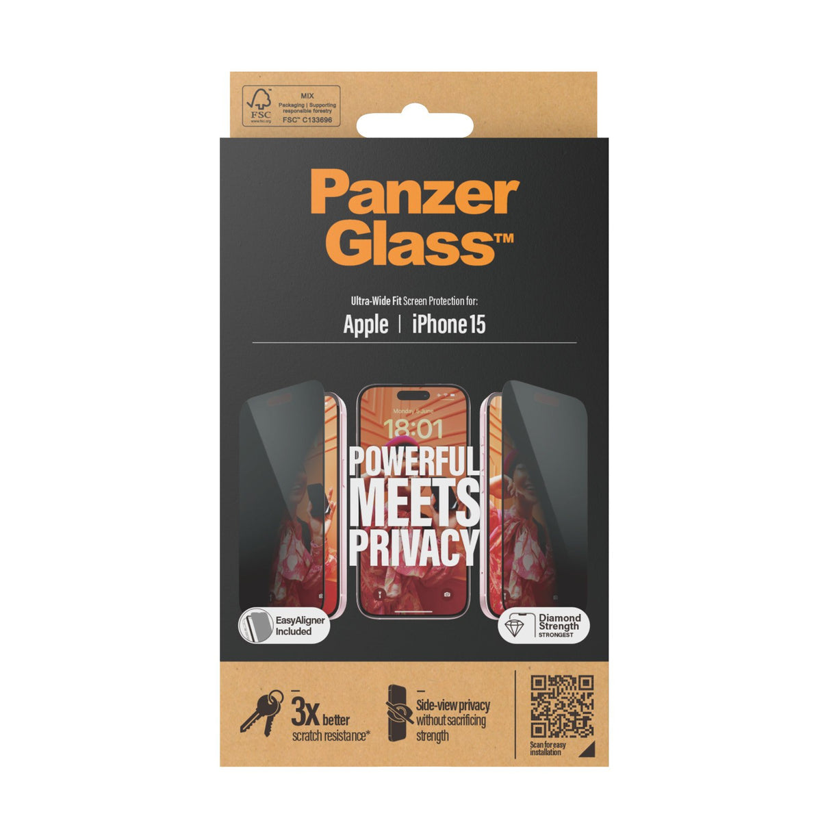 EAN 5711724128097 - PanzerGlass ® Privacy Screen Protector iPhone 15 | Ultra-Wide Fit w. EasyAligner Protector de pantalla Ap imagen 3