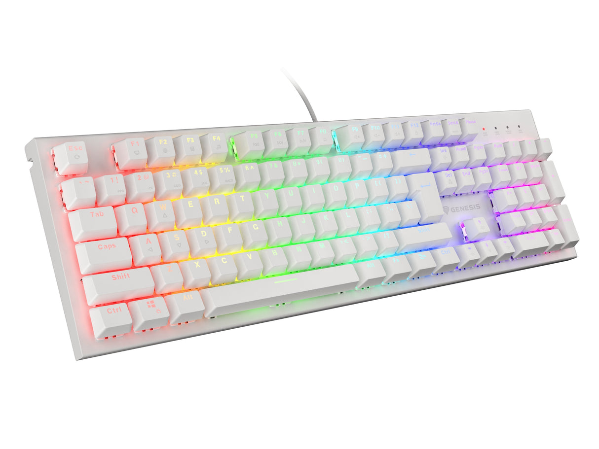 Teclado (Ingles) Mecánico Gaming Genesis Thor 303 Blanco Ee. Uu.  Rgb