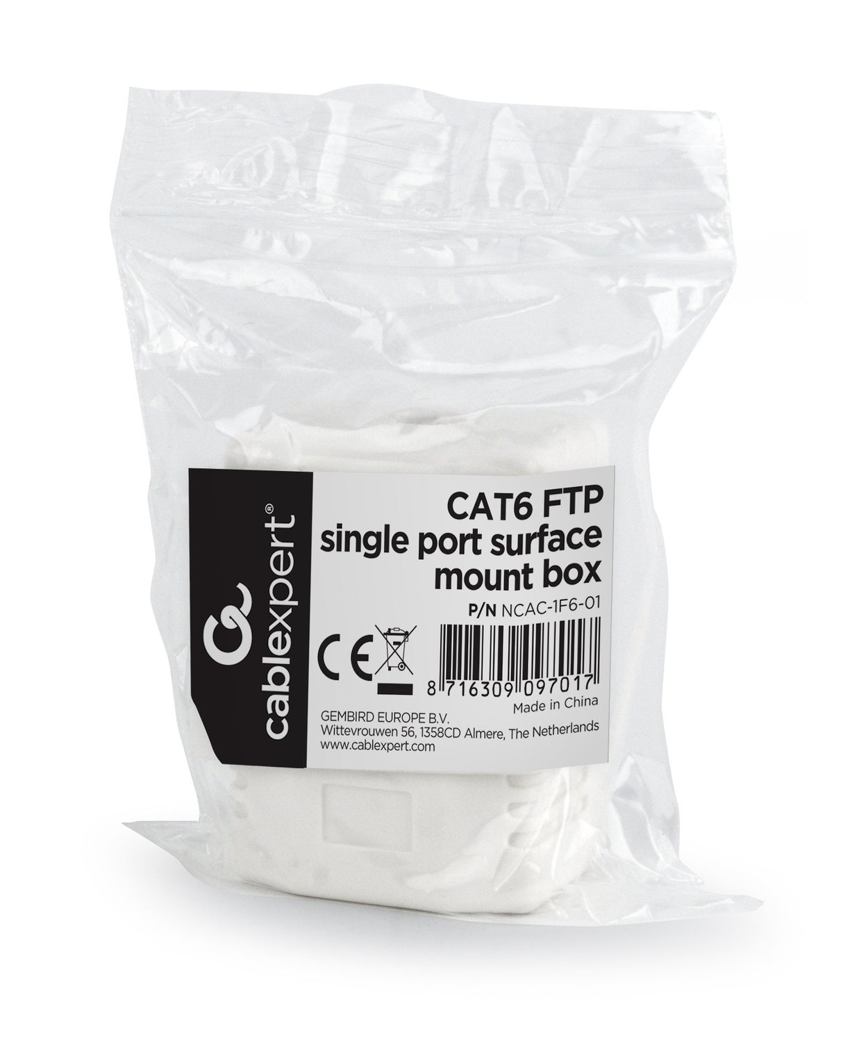 EAN 8716309097017 - Gembird NCAC-1F6-01 caja de tomacorriente RJ-45 Blanco imagen 1
