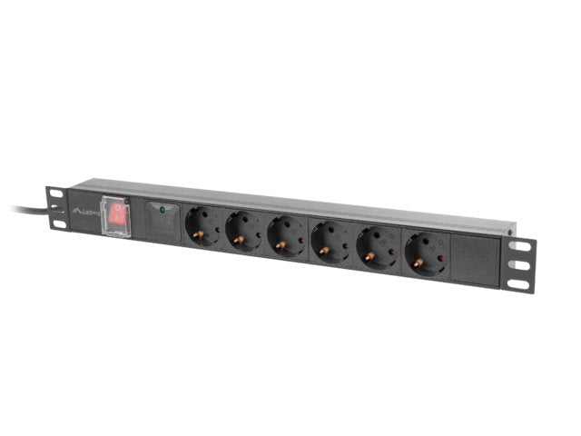 Lanberg Pdu Rack 19" 1u 10a 6x Schuko Negro C14 2m