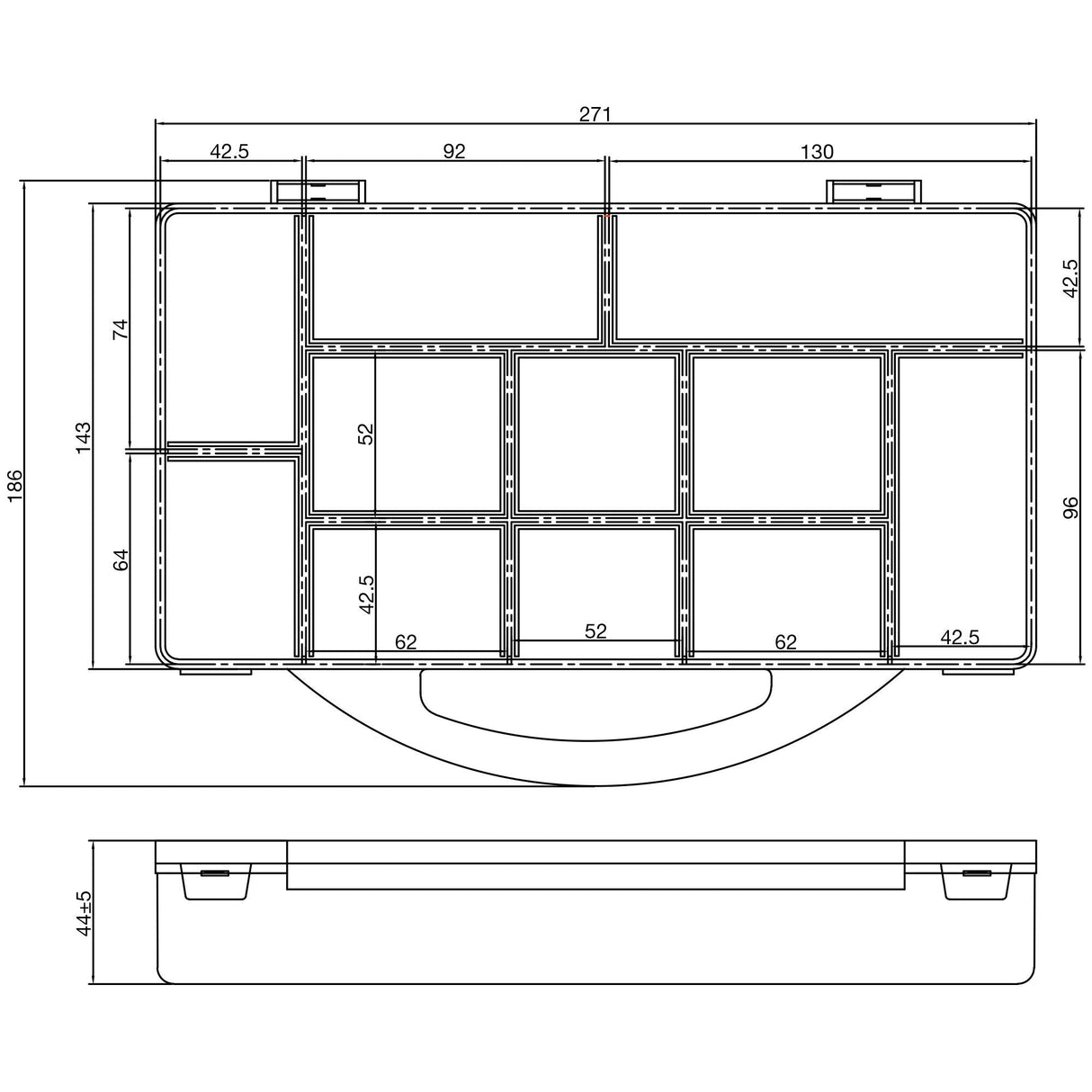 Inline® Small Components Box ,11 Compartments, 271x186x40mm, White