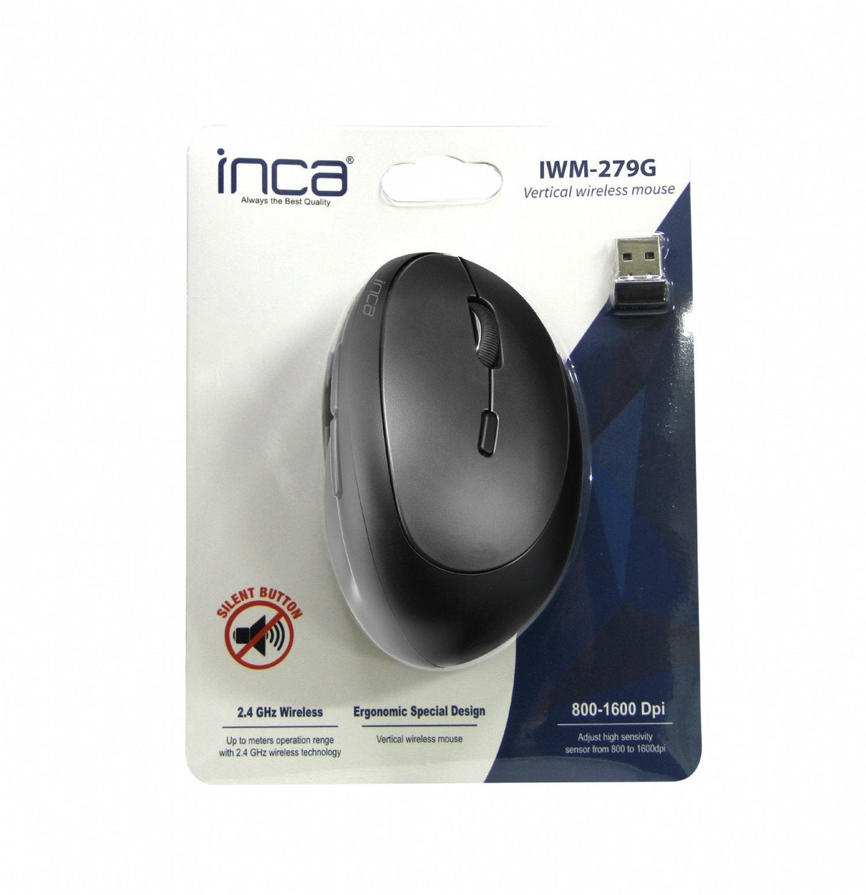 Inca Raton Iwm-279g Vertical, Inalámbrico, 1600 Dpi, Gris Minorima