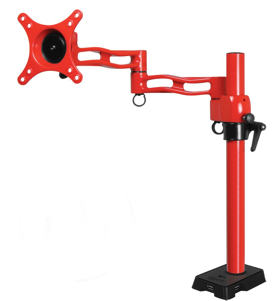 Brazo Para 1 Monitor Arctic Z-1 Rojo Con Hub Usb 4 Puertos
