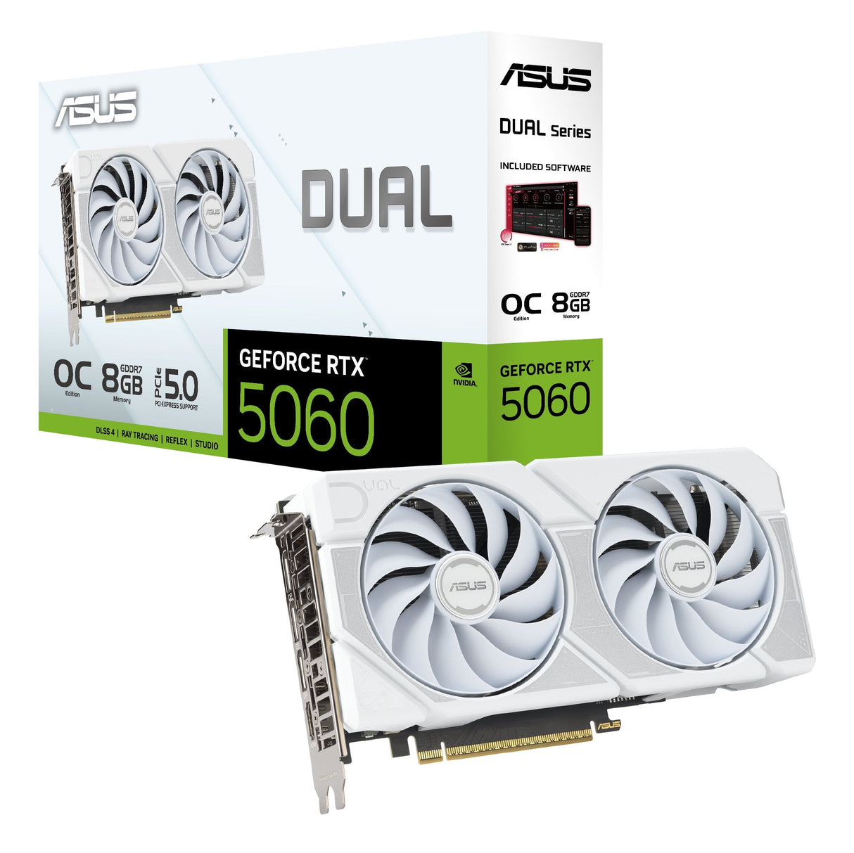 Graphics Card Asus Nvidia Geforce Rtx 5060 8 Gb Gddr7 128 Bit Pcie 5.0 16x Dual Slot Fansink Dual-Rtx5060-O8g-White