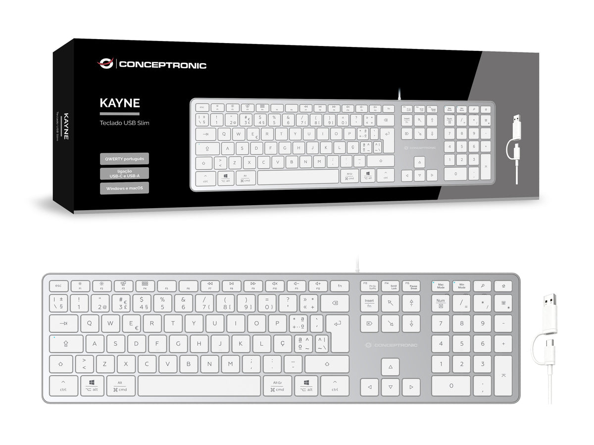 Conceptronic Usb Teclado Slim Usb-A/Usb-C Layout Pt Ws