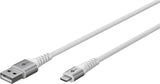 Goobay Lightning Usb-A Supersoft Textile Cable With Metal Plugs, 1 M, White