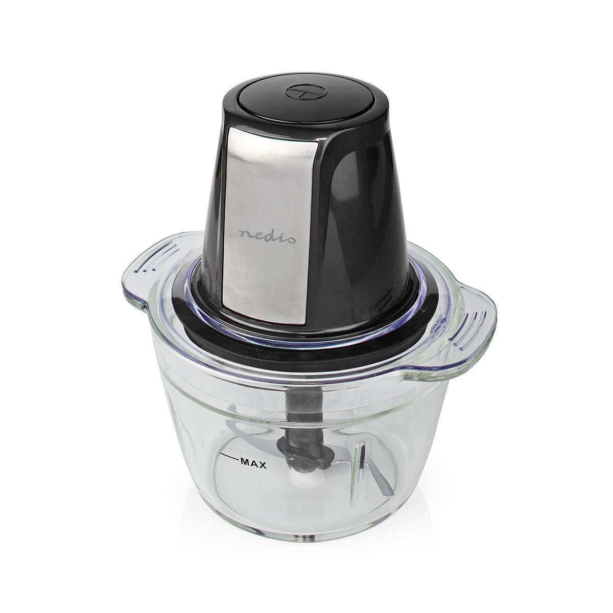 Nedis Picadora De Alimentos 500w 1l Cristal 1 Ajuste De Velocidad Negro / Plata