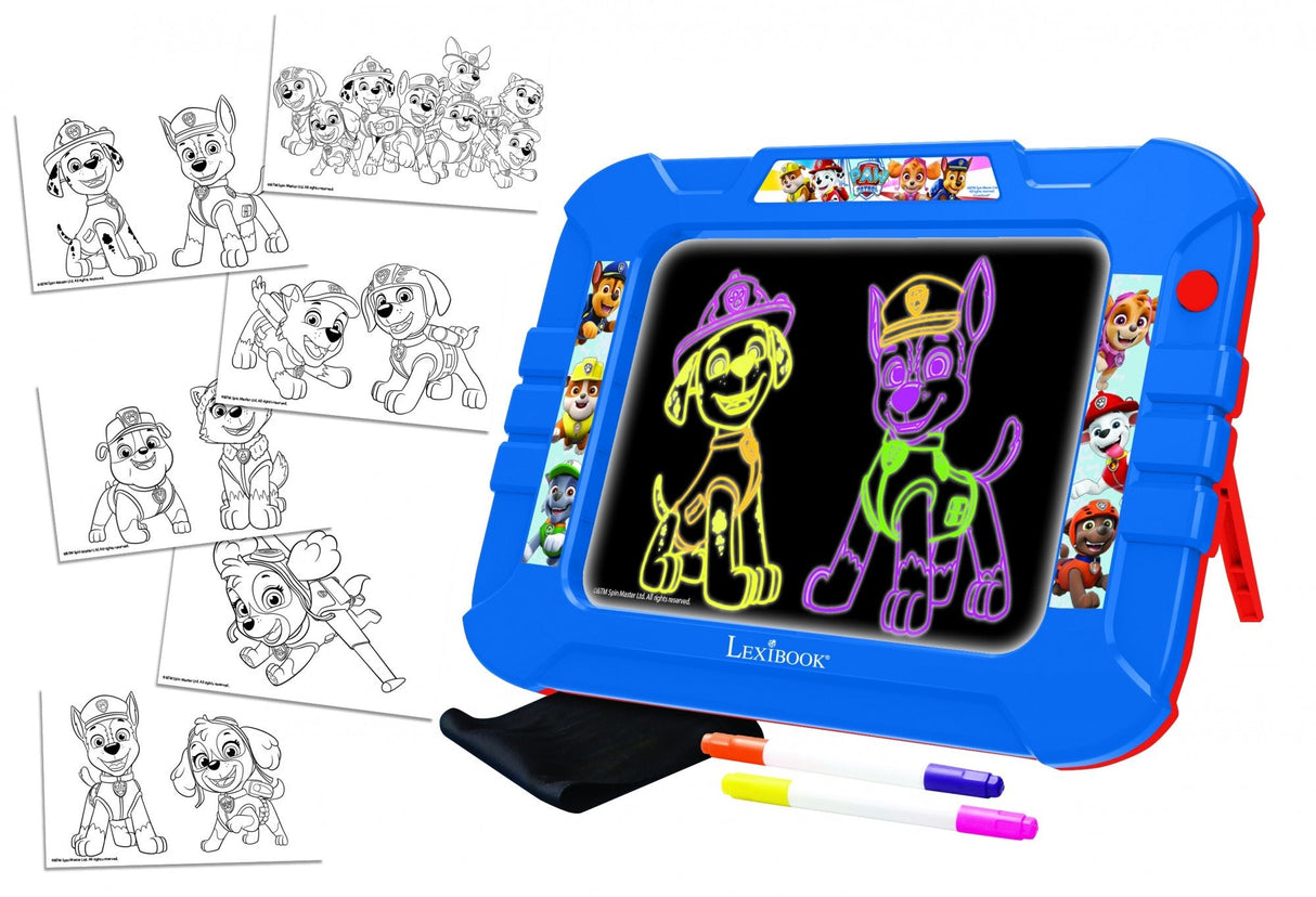 Pat 'Patrouille Pizarra Para Dibujar Luz Neón Con Rotuladores Y Modelos De Color - Lexibook
