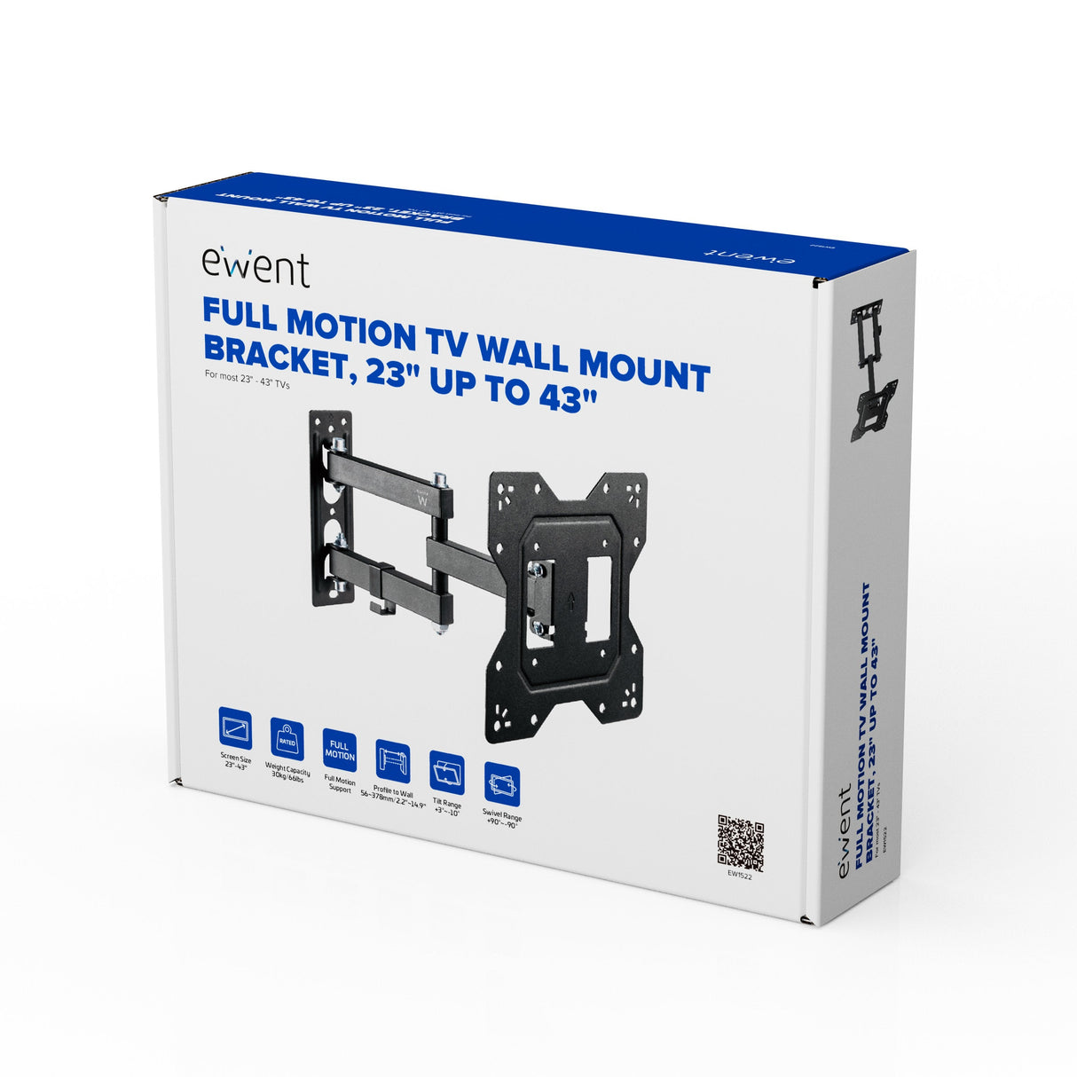 Ewent Soporte Tv De Pared Multi-Direccional Extensible Easy Pan-Tilt 13" Hasta 42" Soporte Multidireccional Para Montaje De Televisor En Pared, Steel, Plastic,Metal, Tilt, Swivel, 13"- 106.68 Cm (42")