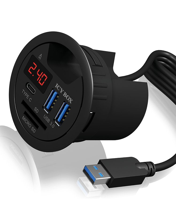 Icy Box Usb3.0 Hub Table Hub Ib-Hub1404, Con 2x Lectores De Tarjetas,