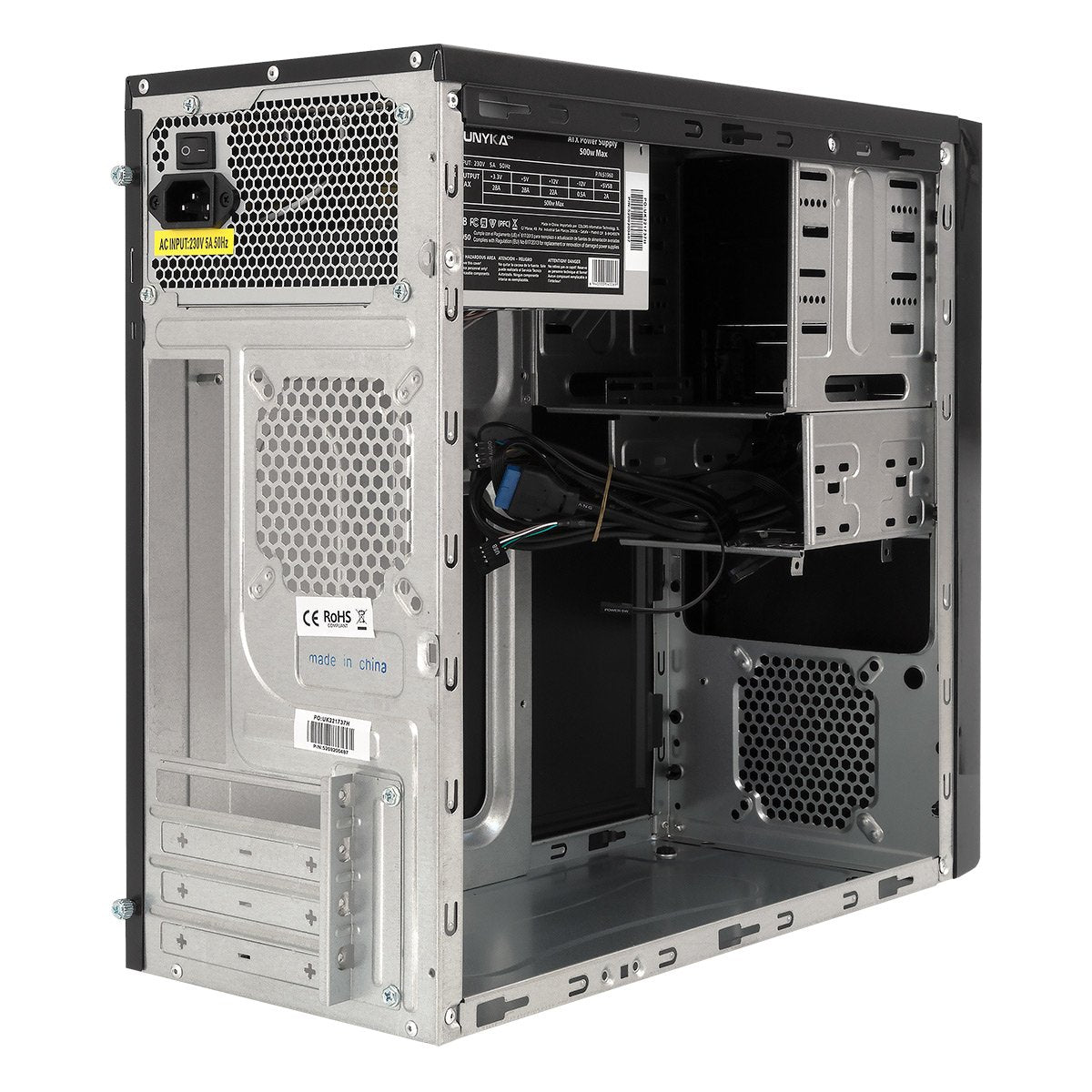 Caja Pc Unykach Micro-Atx Semitorre Dark Shadow 2usb3.0 (Fuente 500w) Negra 52082