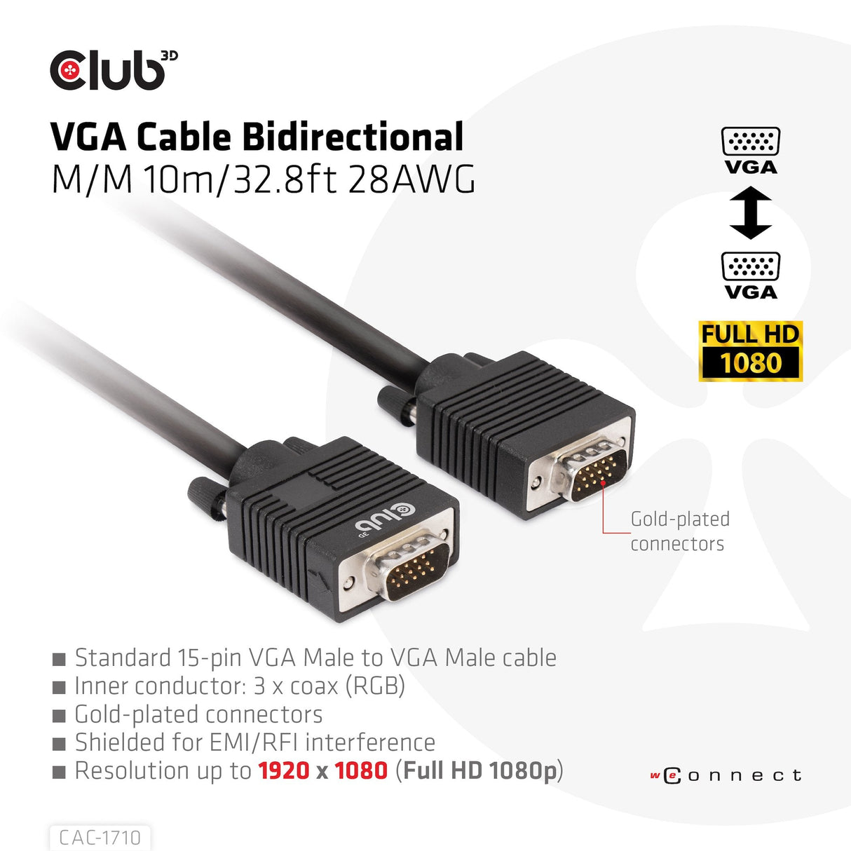 EAN 8719214472191 - CLUB3D CAC-1710 cable VGA 10 m VGA (D-Sub) Negro imagen 3