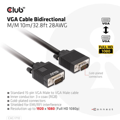 EAN 8719214472191 - CLUB3D CAC-1710 cable VGA 10 m VGA (D-Sub) Negro imagen 3