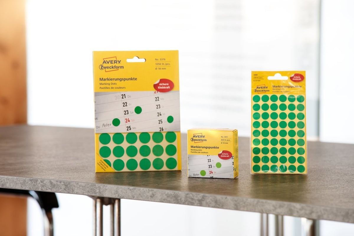Avery Zweckform Klebepunkte 3855 Verde Ø 19,0 Mm, 250 Unidades