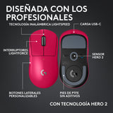 Logitech G Pro X Superlight 2c Ratón Gaming 5 Botones Inalámbrico Cableado 2.4 Ghz Usb Receptor Usb De Logitech Lightspeed Rosa