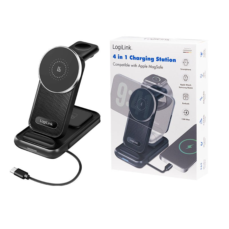 Logilink Wireless Table Charger, 4 In 1, 15w