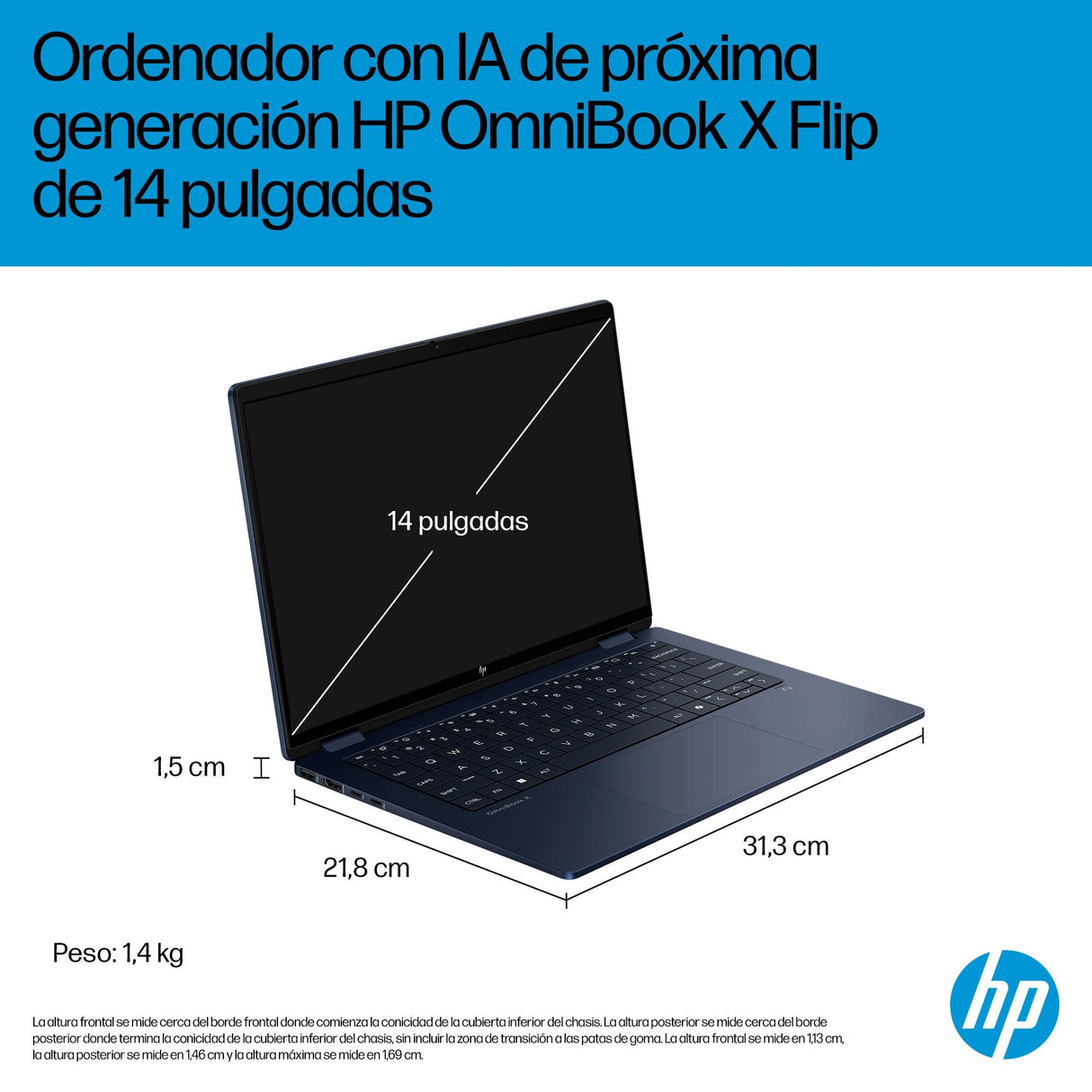 Portátil Convertible Hp Omnibook X Flip 14-Fm0008ns Intel Core Ultra 7-258v 32gb 1tb Ssd 14' Táctil Win11
