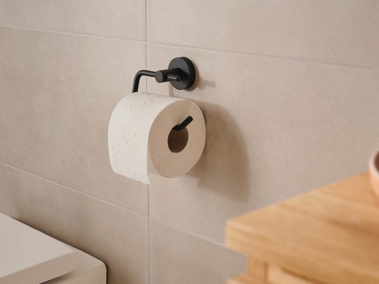 Portarrollos Papel Higienico Tesa Moon Black Montado En Pared Negro