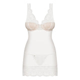 853-Che-2 Chemise Y Tanga Color Blanco Talla (Interno):S/M