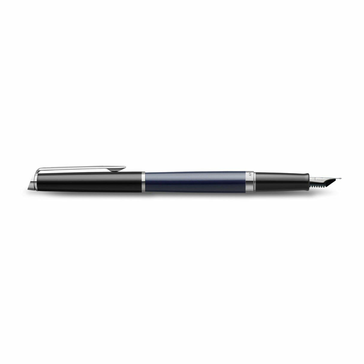 Pluma Estilográfica Waterman Hémisphère | Lacado Negro Y Azul Con Adornos De Paladio | Plumín Fino De Acero Inoxidable | Estuche De Regalo