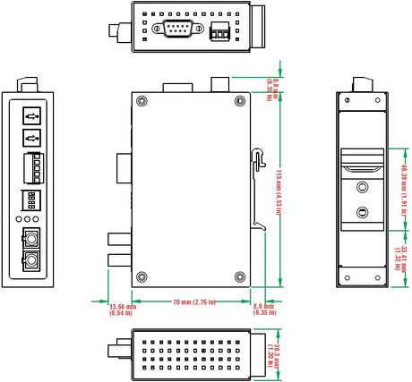 EAN 5703431434295 - Moxa ICF-1150I-M-SC convertidor, repetidor y aislador en serie RS-232 Fibra (SC) imagen 2