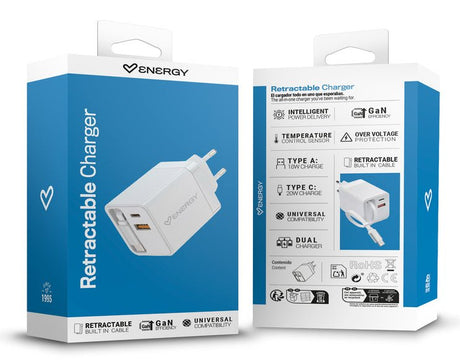 EAN 8432426500895 - Energy Sistem Retractable Charger Universal Blanco Corriente alterna Interior imagen 6